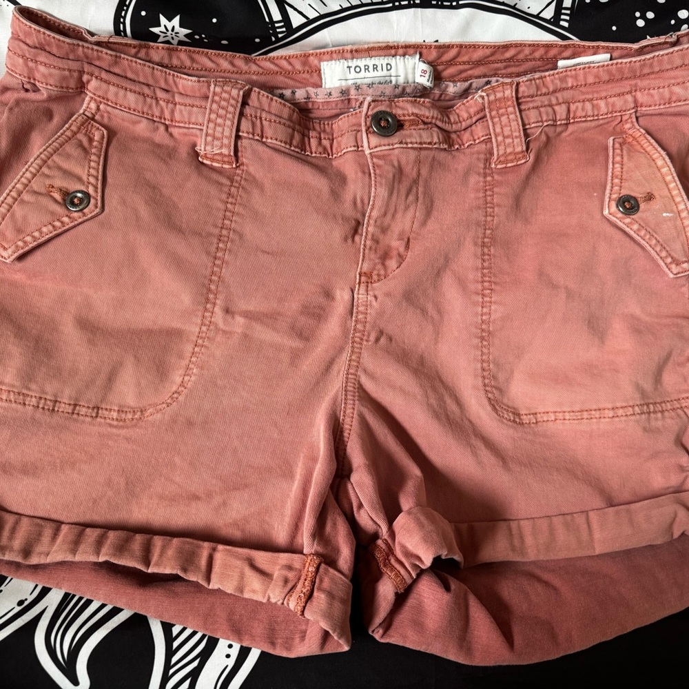 torrid Rose-Pink Utility Roll-Hem Shorts